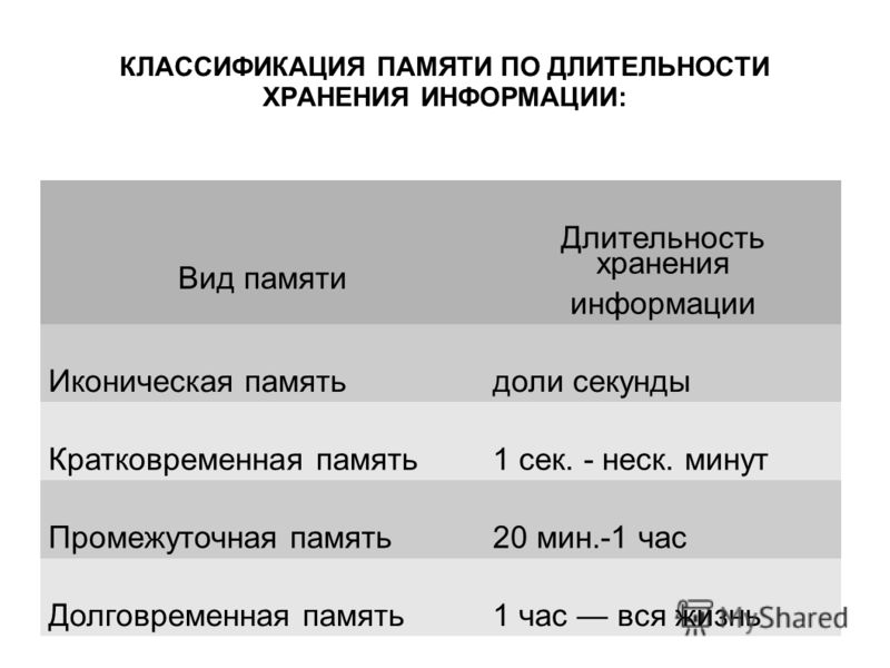 Память Презентация по Психологии