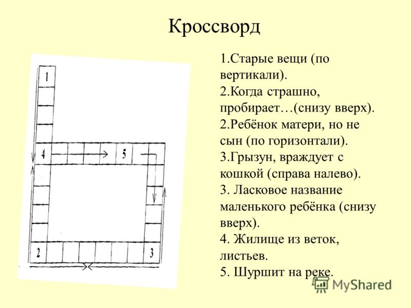 Составить кроссворд 5 класс русский язык