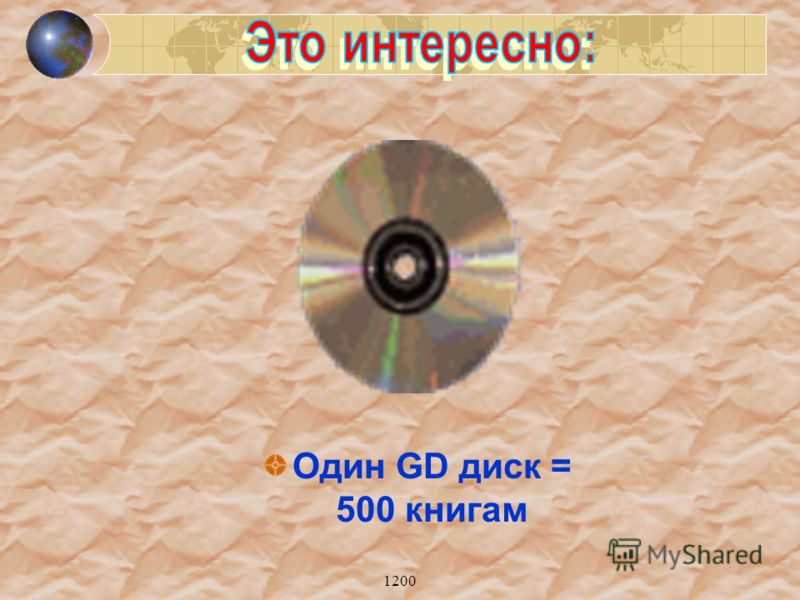 1200 Один GD диск = 500 книгам