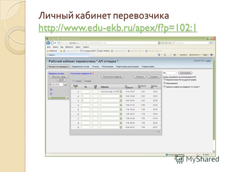 Личный кабинет перевозчика http://www.edu-ekb.ru/apex/f?p=102:1 http://www.edu-ekb.ru/apex/f?p=102:1