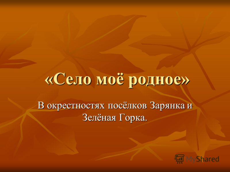 Презентация "Родное село" (2 класс) по окружающему миру - скачать проект