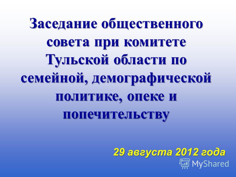 Заседание общественного совета при комитете Тульской области по семейной, демографической политике, опеке и попечительству 29 августа 2012 года