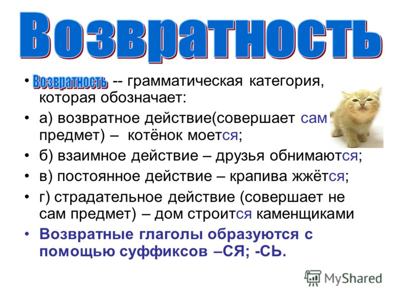 Возвратные Глаголы Знакомством 3 Класс