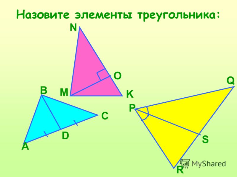 Назовите элементы треугольника: А В С D M N K P Q R O S