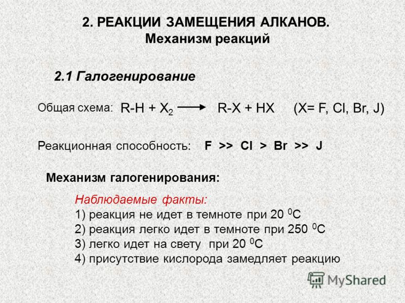 схема реакции замещения