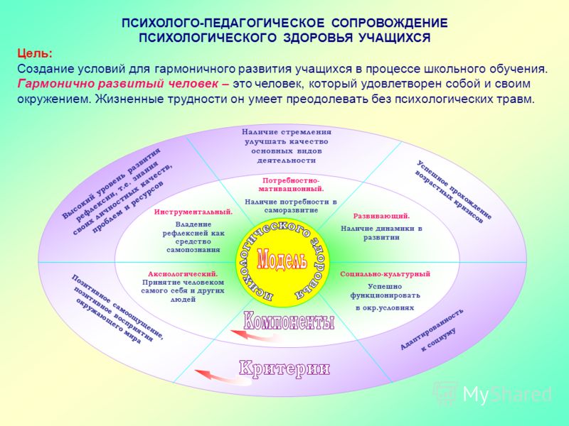 Аксиологический. Принятие человеком самого себя и других людей Потребностно- мативационный. Наличие потребности в саморазвитие Инструментальный. Владение рефлексией как средство самопознания Развивающий. Наличие динамики в развитии Социально-культурн