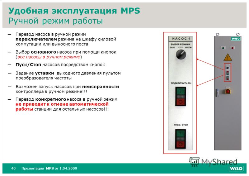 Ручной режим работы Ручной режим работы