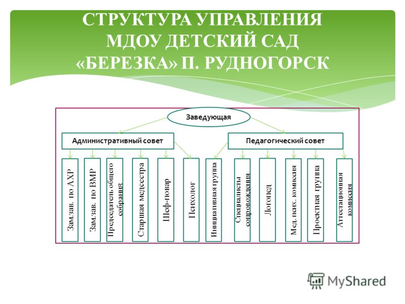 Детский сад № 29 " Структура и органы управления