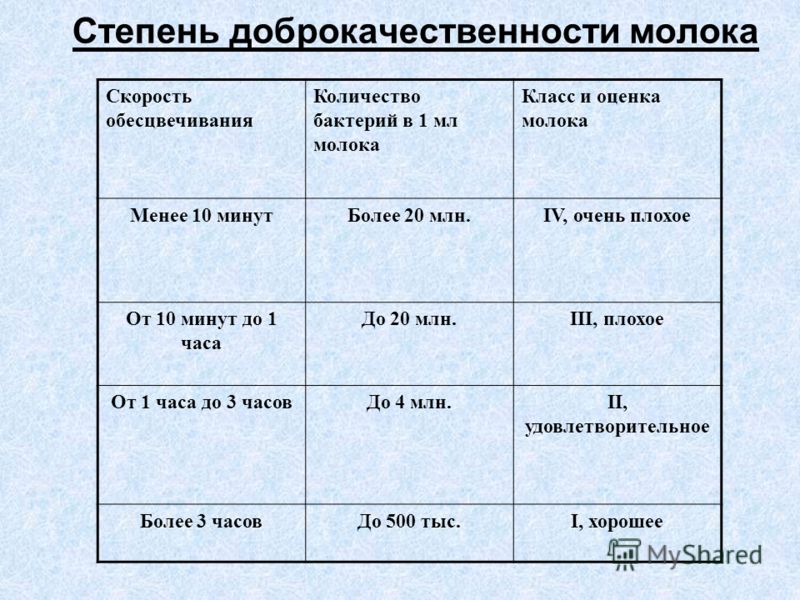 Таблица для оценки качества молочных продуктов Как проверить доброкачественность молока - CoffeePapa.ru