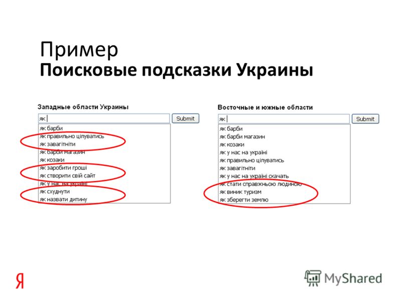 Поисковые подсказки Украины Пример