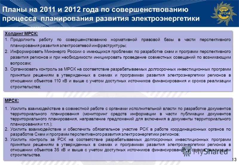 Разработке схемы и программы перспективного развития электроэнергетики Разработке схемы и программы перспективного развития электроэнергетики