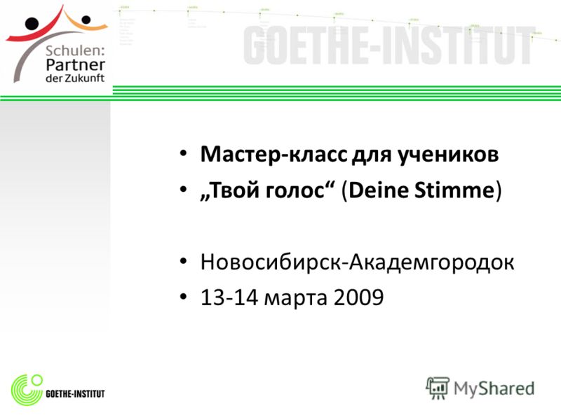 Мастер-класс для учеников Твой голос (Deine Stimme) Новосибирск-Академгородок 13-14 марта 2009