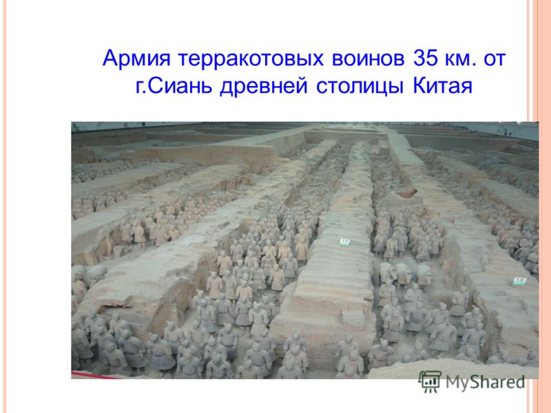 Армия терракотовых воинов 35 км. от г.Сиань древней столицы Китая
