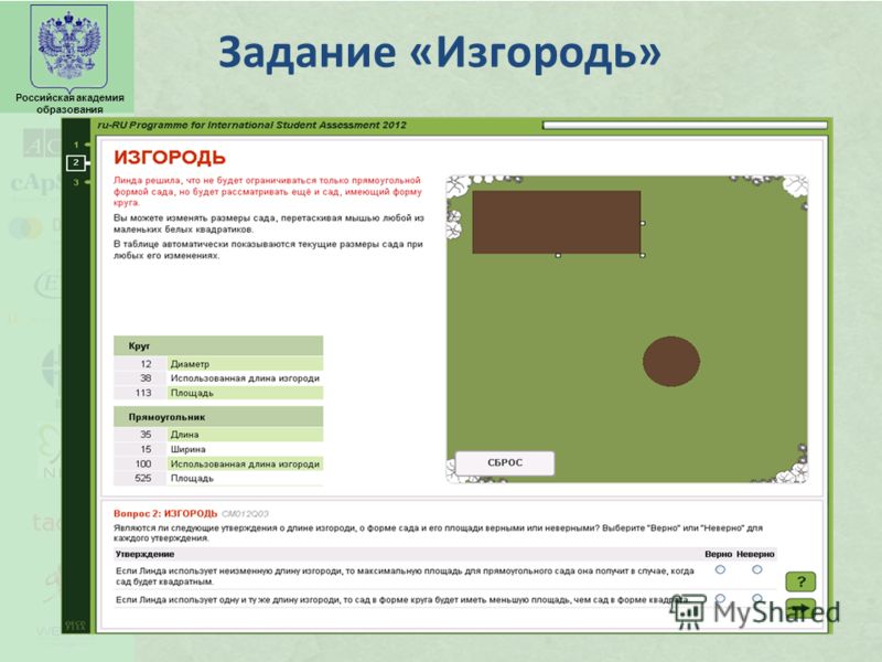 Российская академия образования Задание «Изгородь»