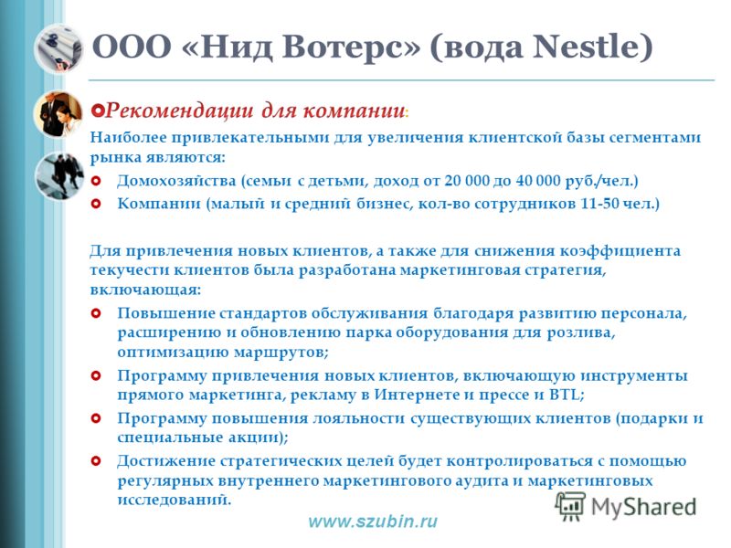 ООО «Нид Вотерс» (вода Nestle) www.szubin.ru