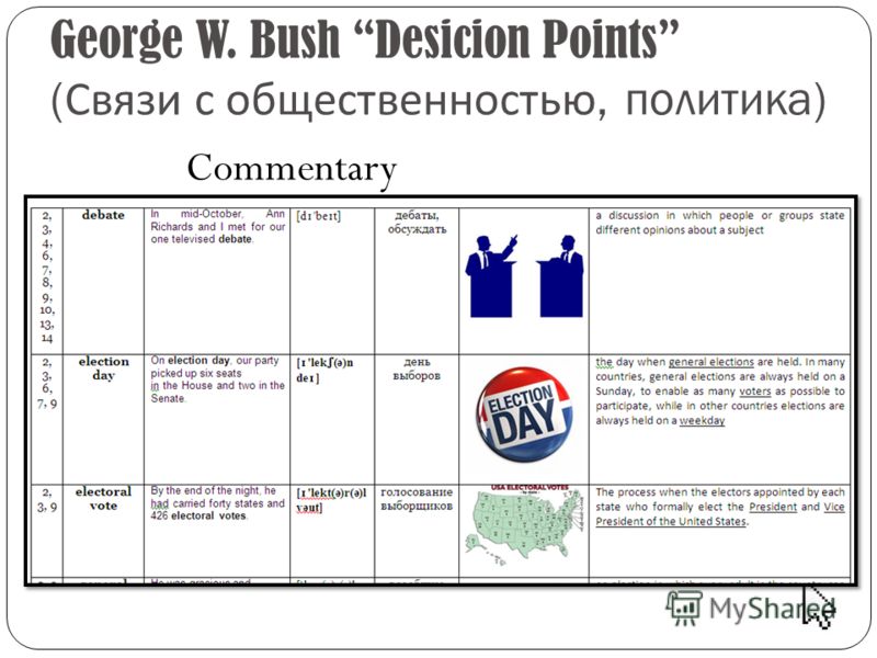 Commentary CHAPTER 2 debate run for president tax uphold campaign election day a margin nomination contribute to George W. Bush Desicion Points ( Связи с общественностью, политика )