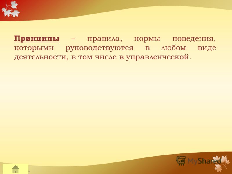 FokinaLida.75@mail.ru Принципы – правила, нормы поведения, которыми руководствуются в любом виде деятельности, в том числе в управленческой.