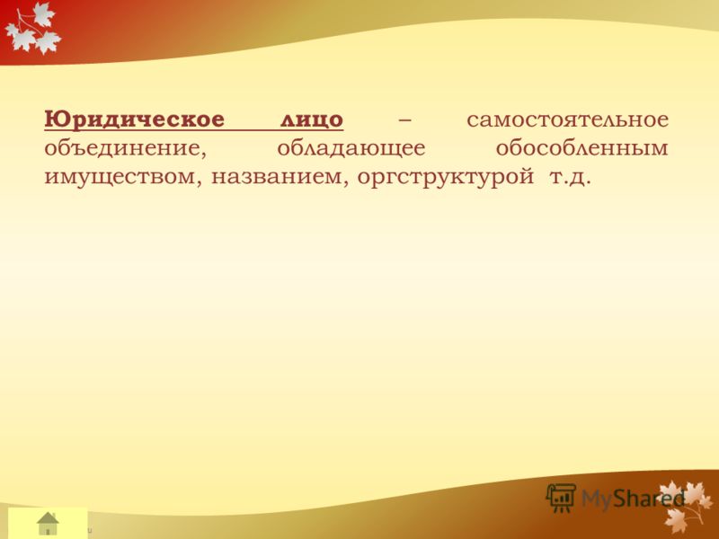 FokinaLida.75@mail.ru Юридическое лицо – самостоятельное объединение, обладающее обособленным имуществом, названием, оргструктурой т.д.
