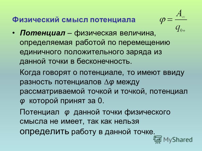 Потенциал как он связан работой Потенциал как он связан работой