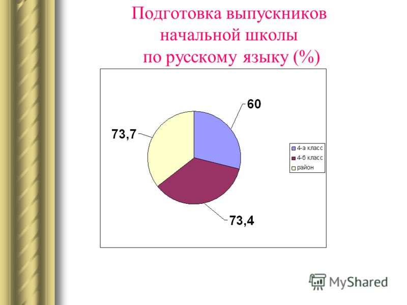Подготовка выпускников начальной школы по русскому языку (%)