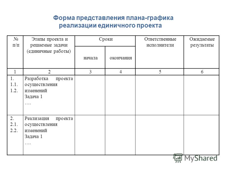 Форма представления проекта