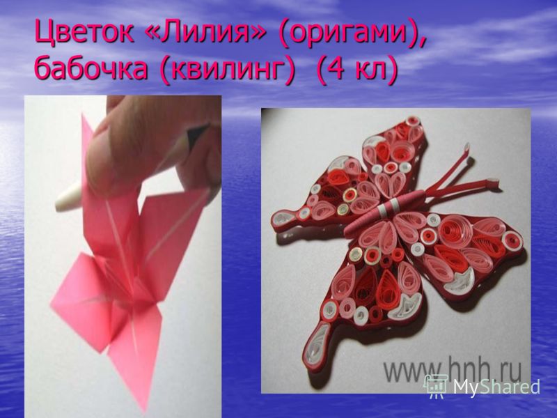 Цветок «Лилия» (оригами), бабочка (квилинг) (4 кл)