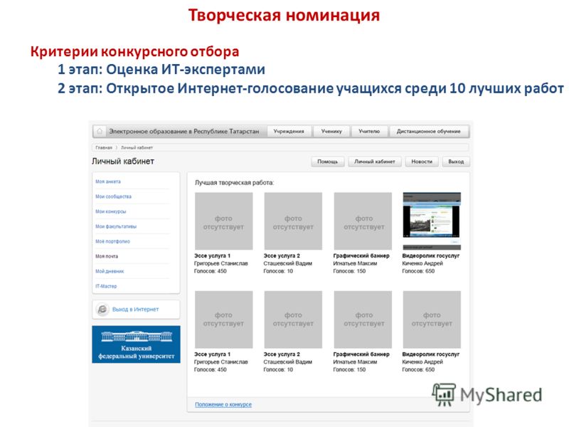 Критерии отбора для конкурса Критерии отбора для конкурса