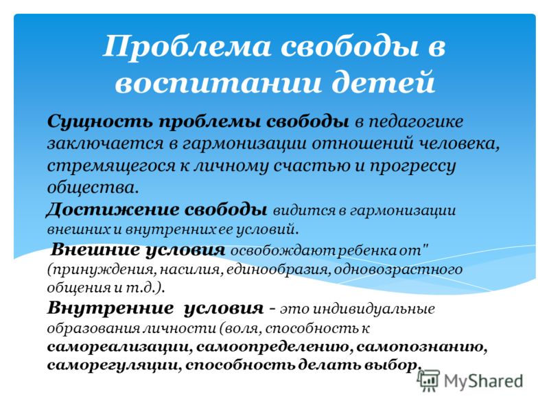 Отношение к проблеме свободы Отношение к проблеме свободы