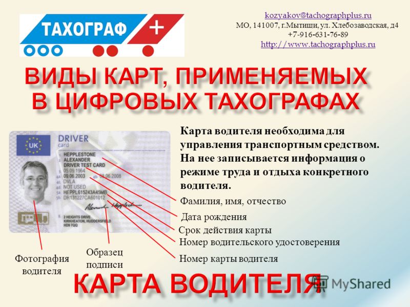 карта водителя европейского образца