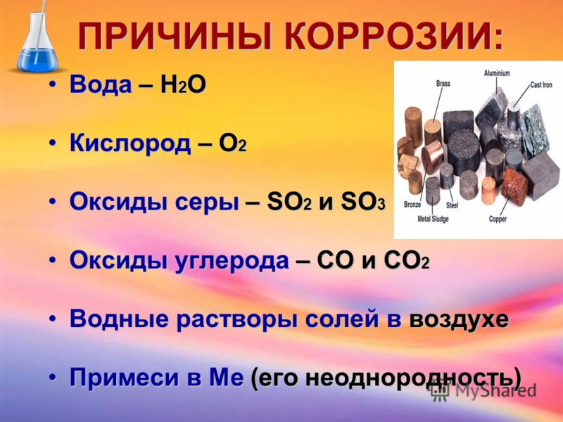 причины коррозии металлов причины коррозии металлов