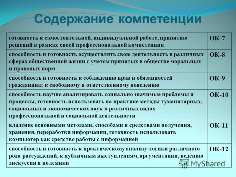 Компетенции на формирование которых направлен проект исследование