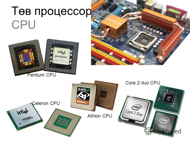 Төв процессор CPU Pentium CPU Celeron CPU Core 2 duo CPU Athlon CPU