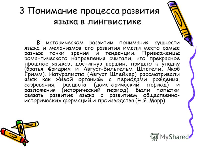 Историческое развитие языка Историческое развитие языка