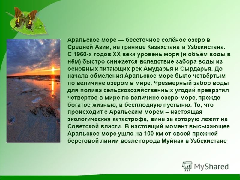 Доклад: Проблемы Аральского моря