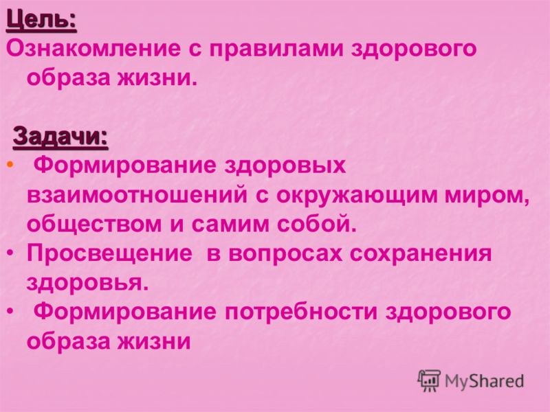 Зож средняя группа цели