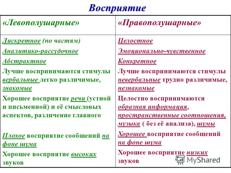 Проект левополушарные и правополушарные люди