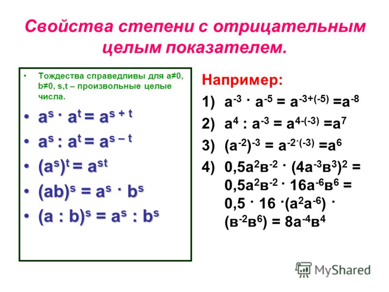 Как заменить дробь степенью с целым отрицательным показателем