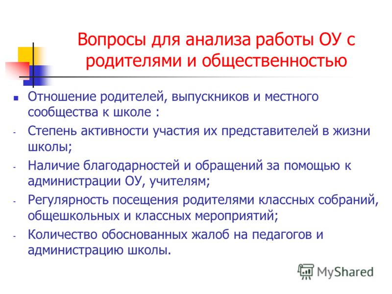 Схема анализа работы школы 79