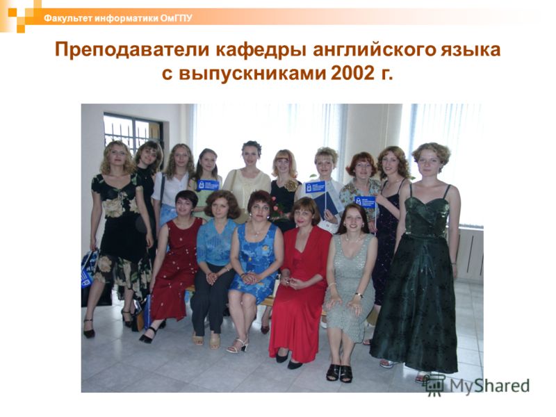 Преподаватели кафедры английского языка с выпускниками 2002 г. Факультет информатики ОмГПУ