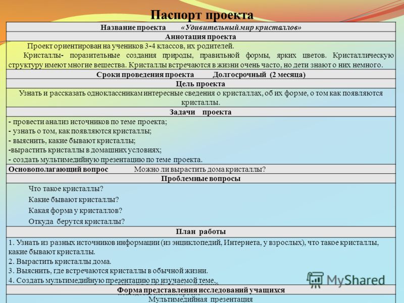 Как сделать паспорт проекта 3 класс Как сделать паспорт проекта 3 класс