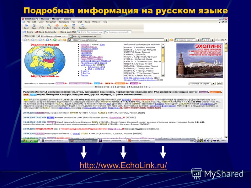 Подробная информация на русском языке http://www.EchoLink.ru/