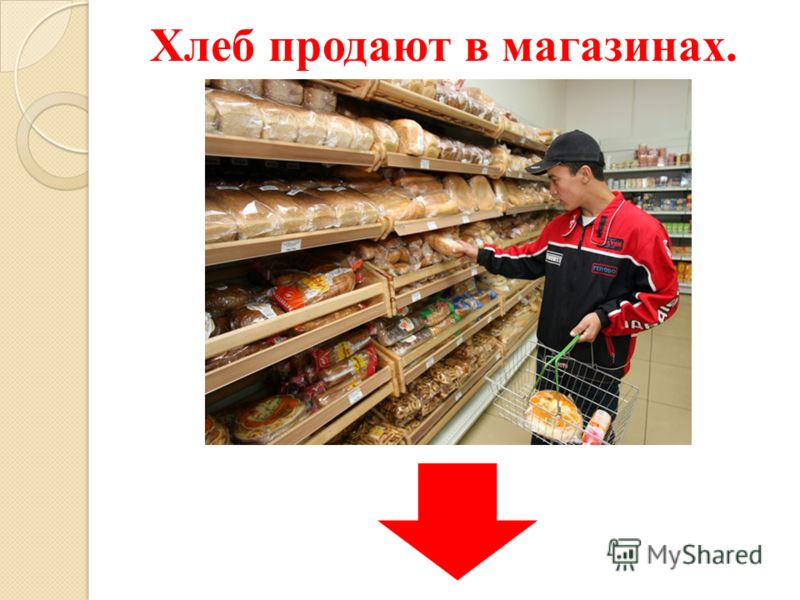 Хлеб продают в магазинах.