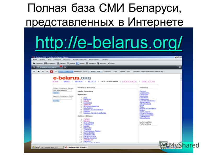 Полная база СМИ Беларуси, представленных в Интернете