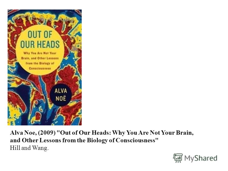 Alva Noe, (2009) Out of Our Heads: Why You Are Not Your Brain, and Other Lessons from the Biology of Consciousness Hill and Wang.