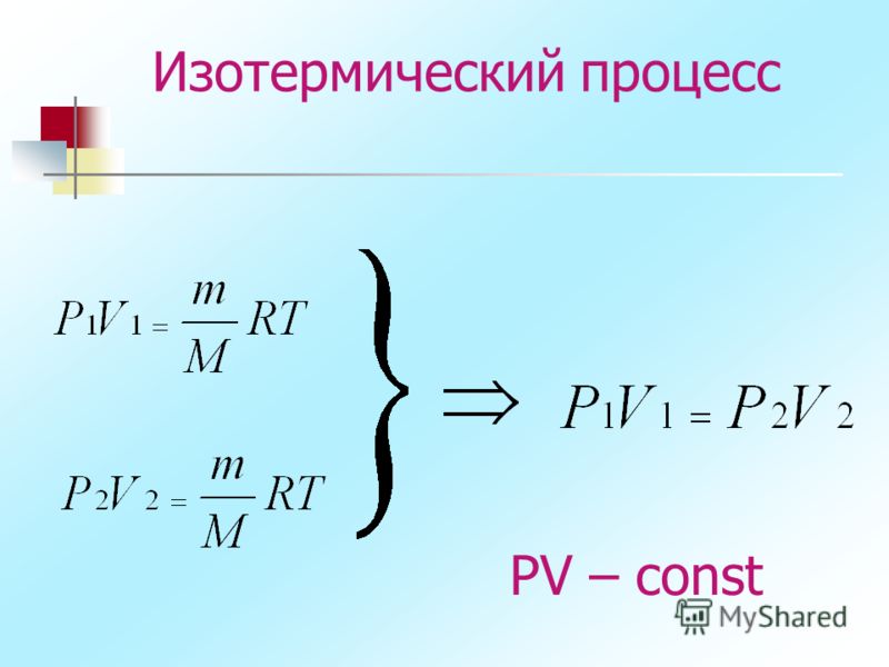 Изотермический процесс PV – const