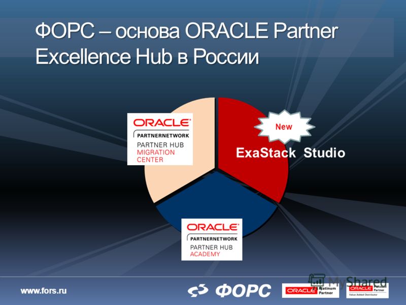 www.fors.ru ФОРС – основа ORACLE Partner Excellence Hub в России New ExaStack Studio