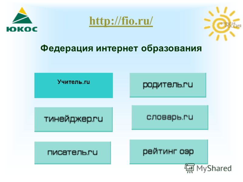 http://fio.ru/ Федерация интернет образования Учитель.ru