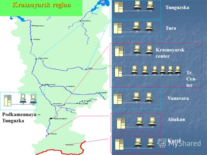 Krasnoyarsk center Tr. Cen- ter Krasnoyarsk region Tura Tunguzska Abakan Kyzyl Vanavara Podkamennaya – Tunguzka