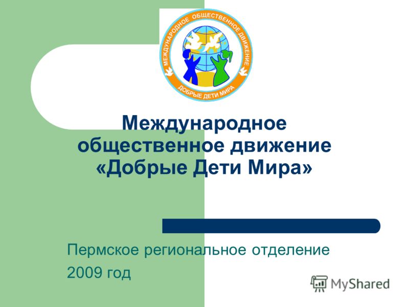 Международное общественное движение «Добрые Дети Мира» Пермское региональное отделение 2009 год