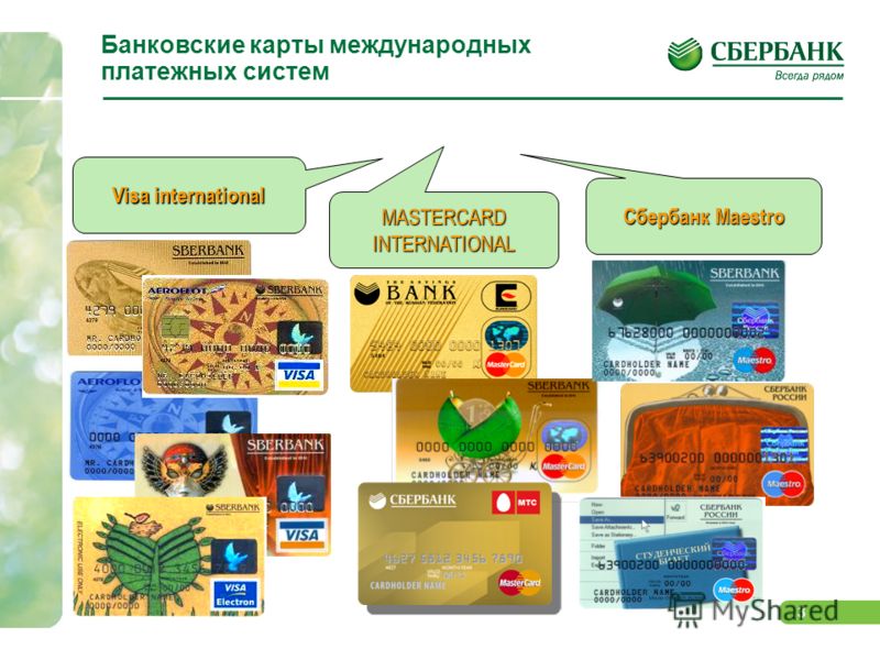 3 Visa international MASTERCARD INTERNATIONAL Сбербанк Maestro Банковские карты международных платежных систем